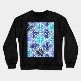 Blue Painted Moroccan Tile Pattern Crewneck Sweatshirt